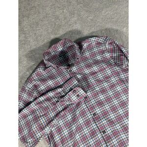 Peter Millar Crown Sport Performance Long Sleeve Men's L Pink‎ Blue Plaid